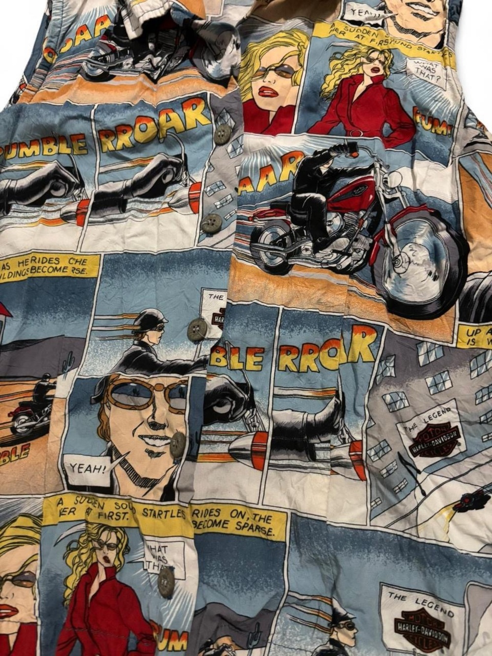 Vintage 90s Harley-Davidson Multicolor Comic Panel Shirt - Picture 4 of 4